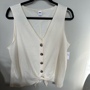 Women’s cream button down tank top